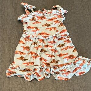 Kate Quinn Kids Dress with Orange and Brown Fish Print
